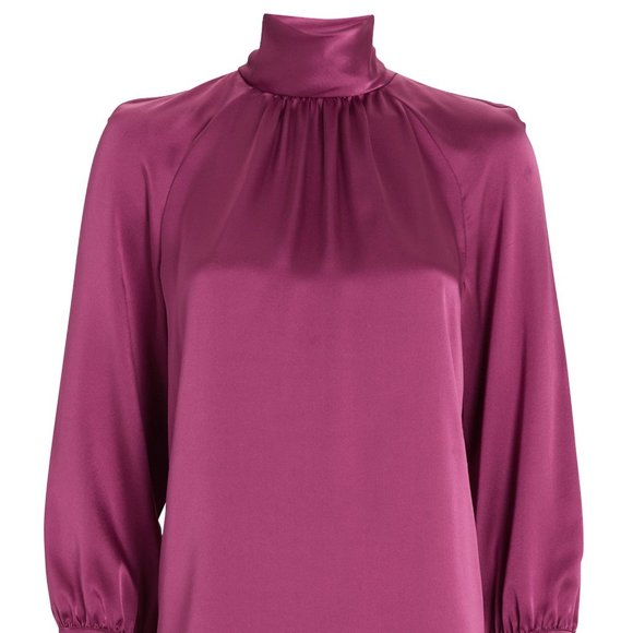 INTERMIX Women's Alma High Neck Silk Blouse -2 - Picture 2 of 5